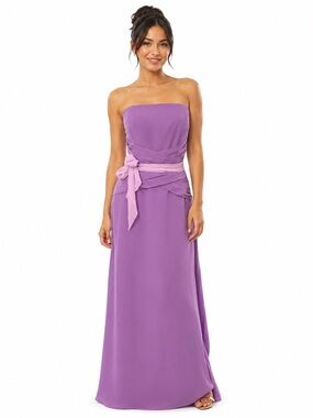 NWT Jasmine Bridal B2 Strapless Chiffon Lilac Bridesmaid Dress with Sash Size 14